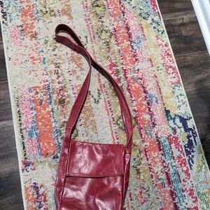 Elegant Red Leather Shoulder Crossbody Bag